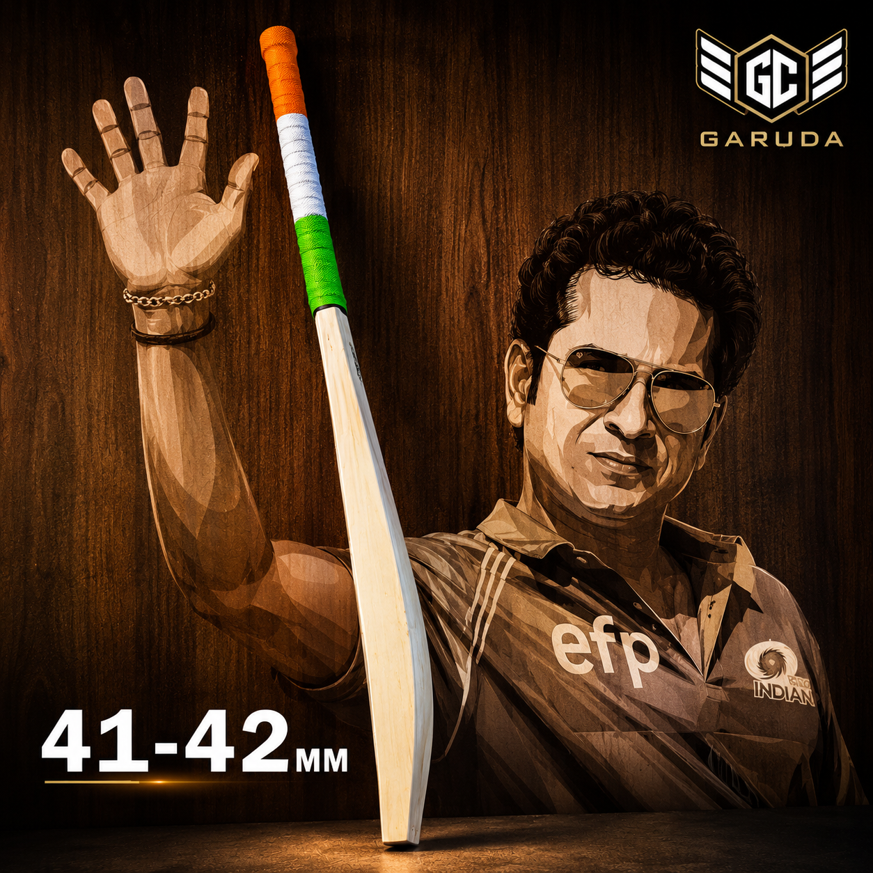 Sachin custom bat 41 to 42 mm reference